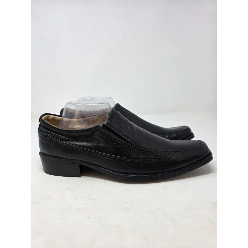 Vero Cuoio Lav. Artigiana Men's Leather Slip-On Shoes Sz 8.5 EU 42 Black